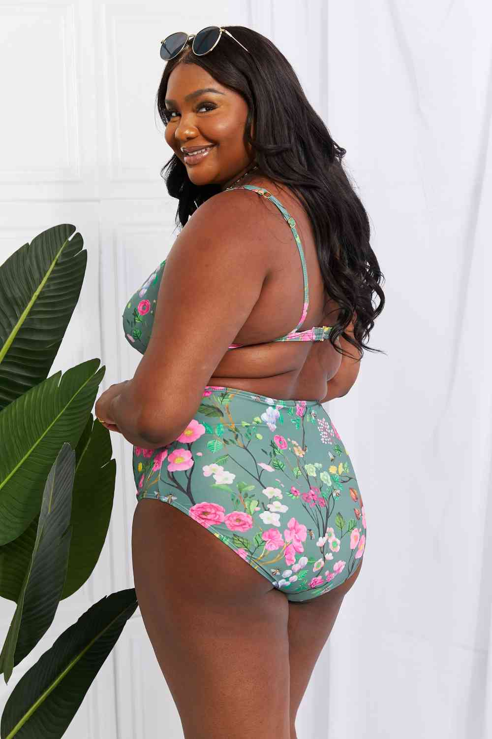 Marina West Swim Take A Dip Twist High-Rise Bikini in Sage - Ladyez
