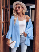 Eyelet Bell Sleeve Cardigan - Ladyez