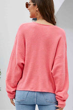 V-Neck Center Seam Sweater - Ladyez