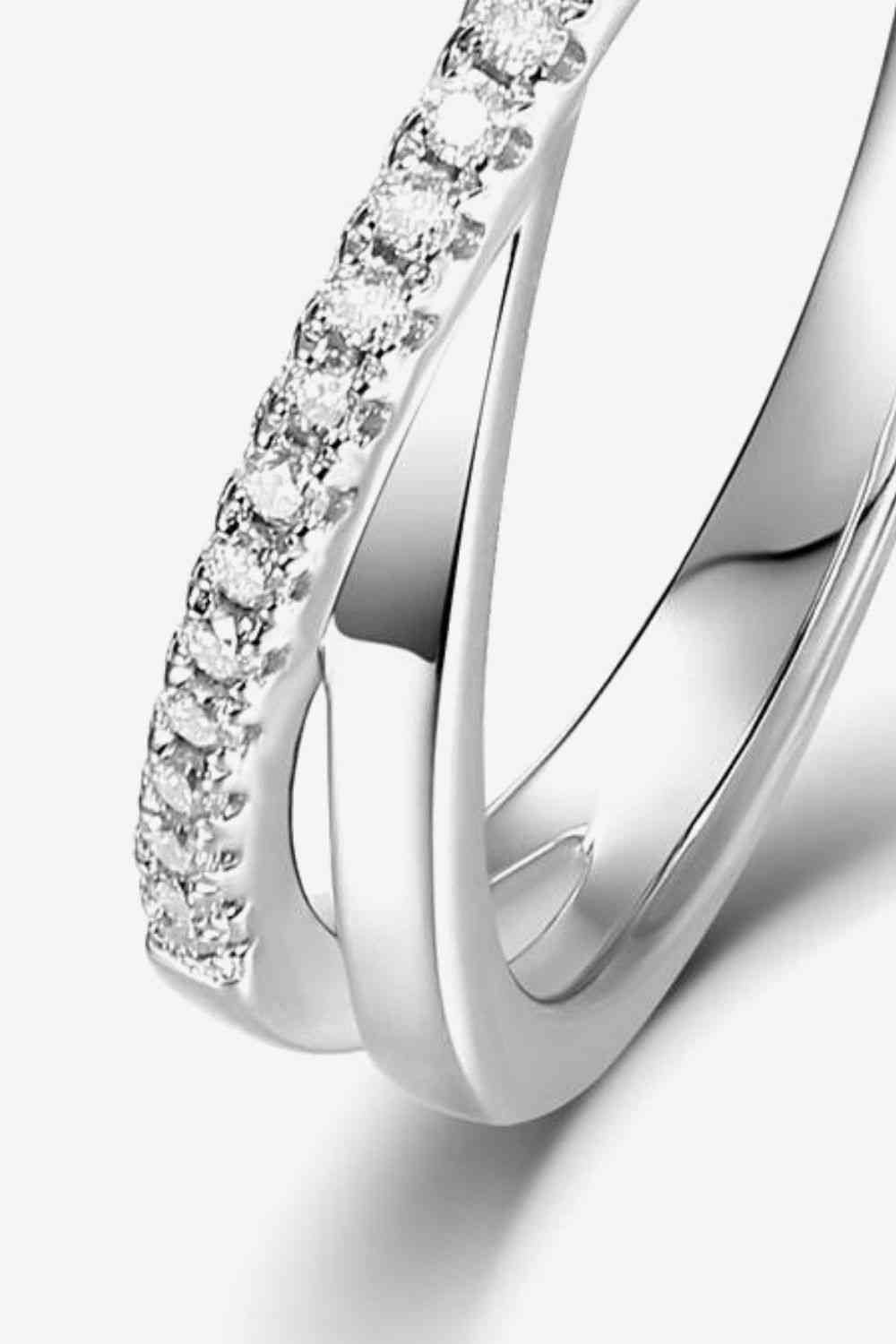 Adored Moissanite Crisscross 925 Sterling Silver Ring - Ladyez