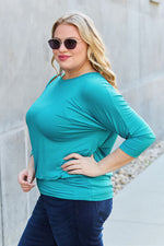Basic Bae Full Size Round Neck Batwing Sleeve Blouse - Ladyez