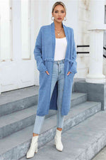 Open Front Pocketed Cardigan - Ladyez