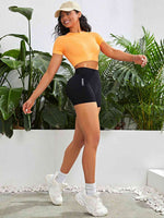 Cropped Round Neck Active Top - Ladyez