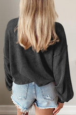 Round Neck Drop Shoulder Long Sleeve Top - Ladyez