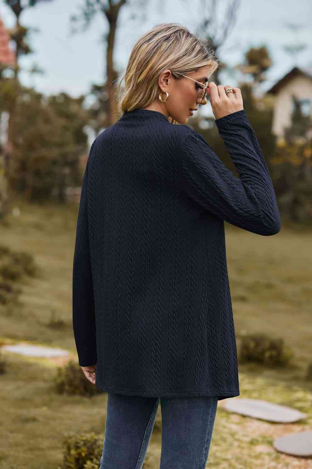 Open Front Long Sleeve Cardigan - Ladyez