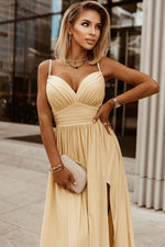Slit Sweetheart Neck Spaghetti Strap Dress - Ladyez