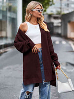 Long Sleeve Waffle-Knit Cardigan - Ladyez