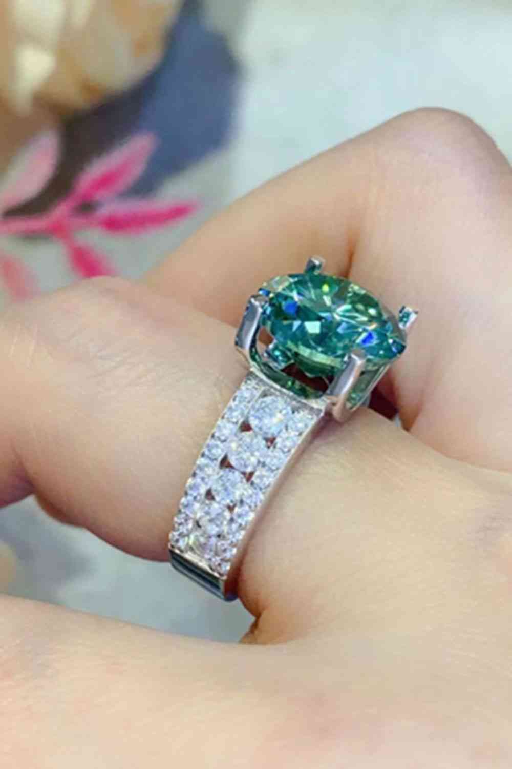 5 Carat Moissanite 4-Prong Wide Band Ring - Ladyez