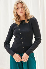 Faith Apparel Button Up Long Sleeve Knit Top - Ladyez