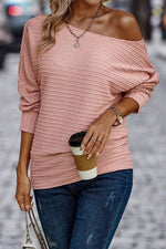 Texture Round Neck Long Sleeve Top - Ladyez