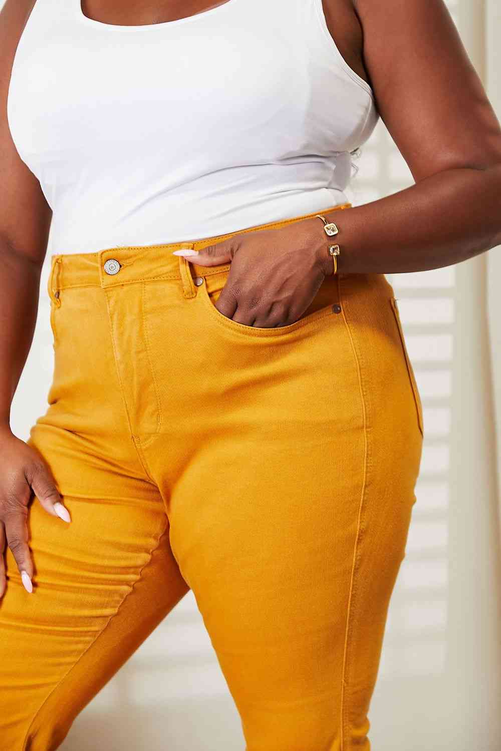 Judy Blue Full Size High Waist Tummy Control Garment Dyed Flare Jeans - Ladyez