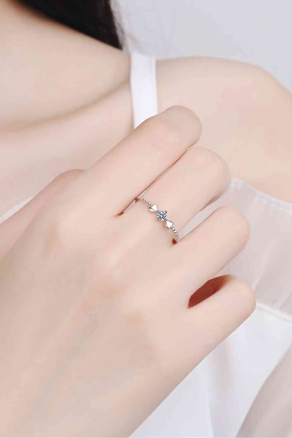 Adored Moissanite Heart 925 Sterling Silver Ring - Ladyez