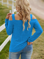 Full Size Cutout Cold Shoulder Blouse - Ladyez