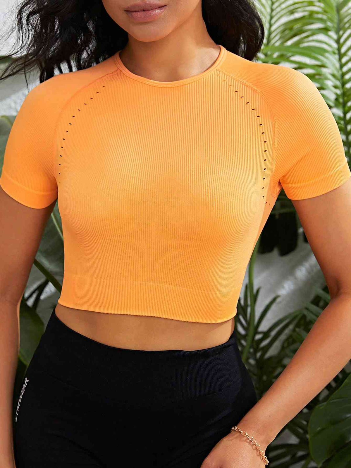 Cropped Round Neck Active Top - Ladyez