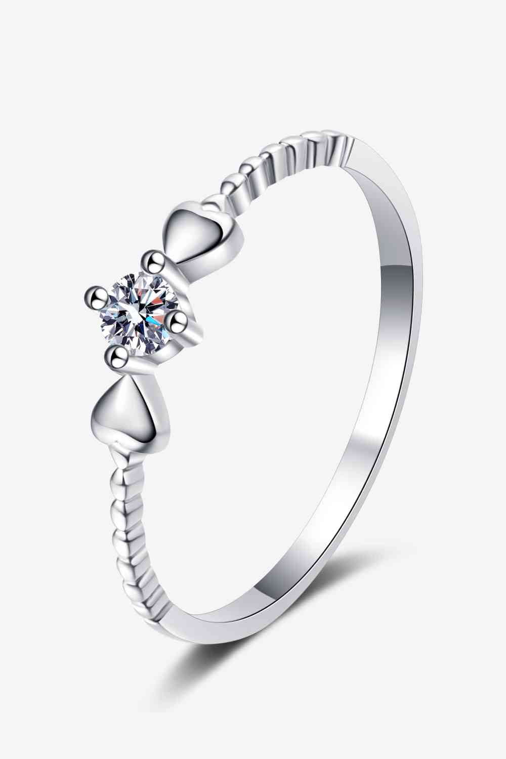 Adored Moissanite Heart 925 Sterling Silver Ring - Ladyez