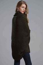 Double Take Dolman Sleeve Open Front Ribbed Trim Longline Cardigan - Ladyez