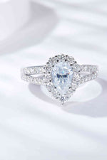 1 Carat Moissanite Teardrop Split Shank Ring - Ladyez