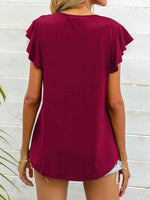 Round Neck Butterfly Sleeve Top - Ladyez