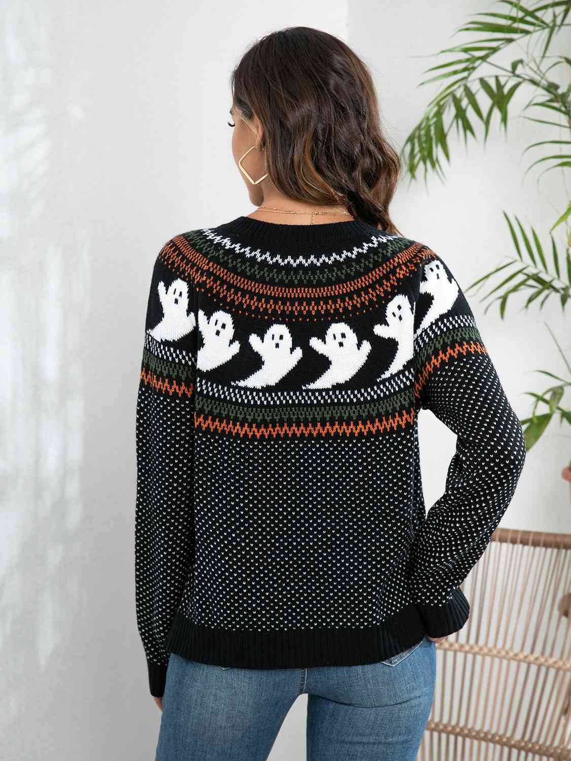 Ghost Button Up Long Sleeve Cardigan - Ladyez