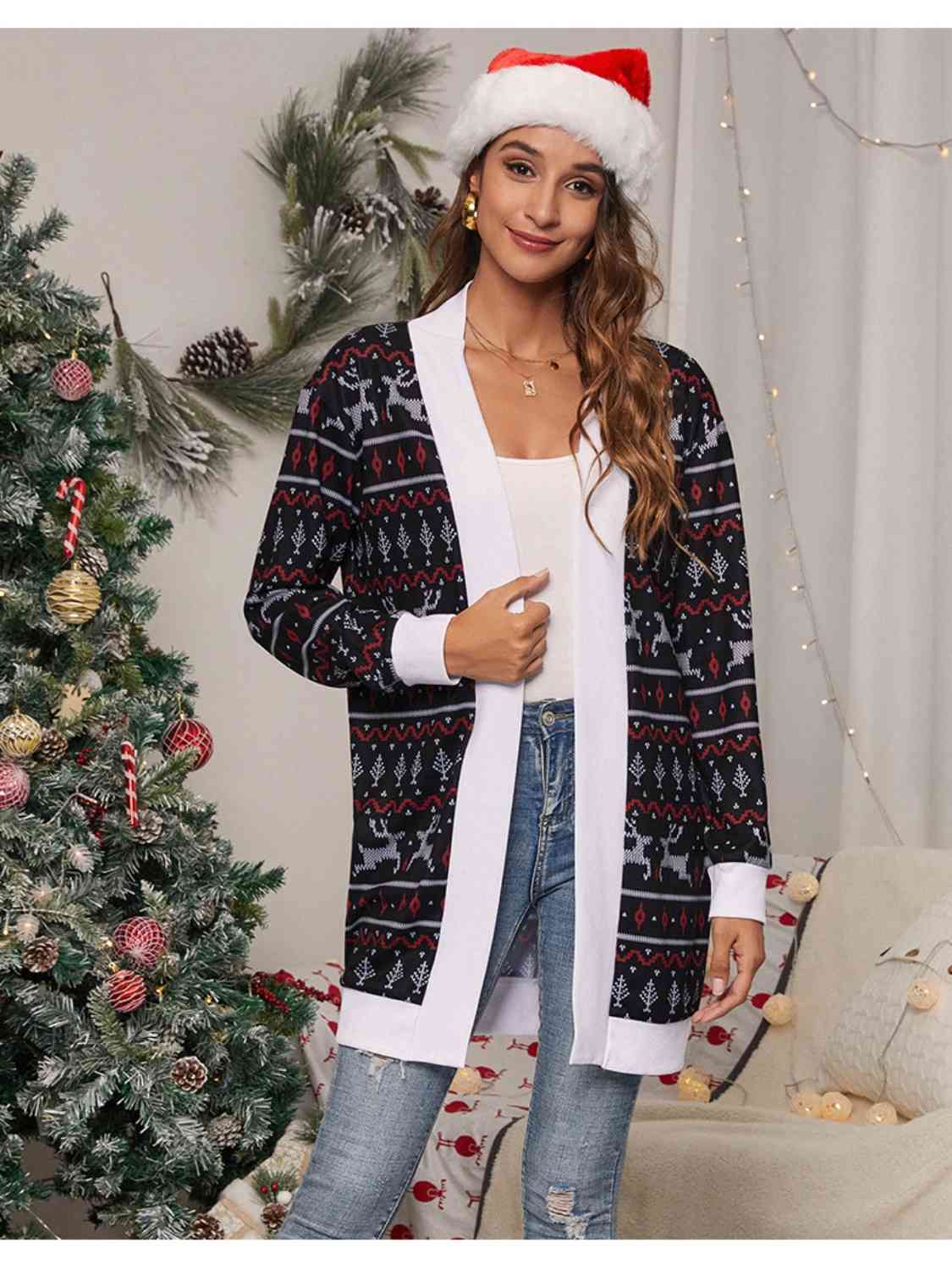 Christmas Open Front Cardigan - Ladyez