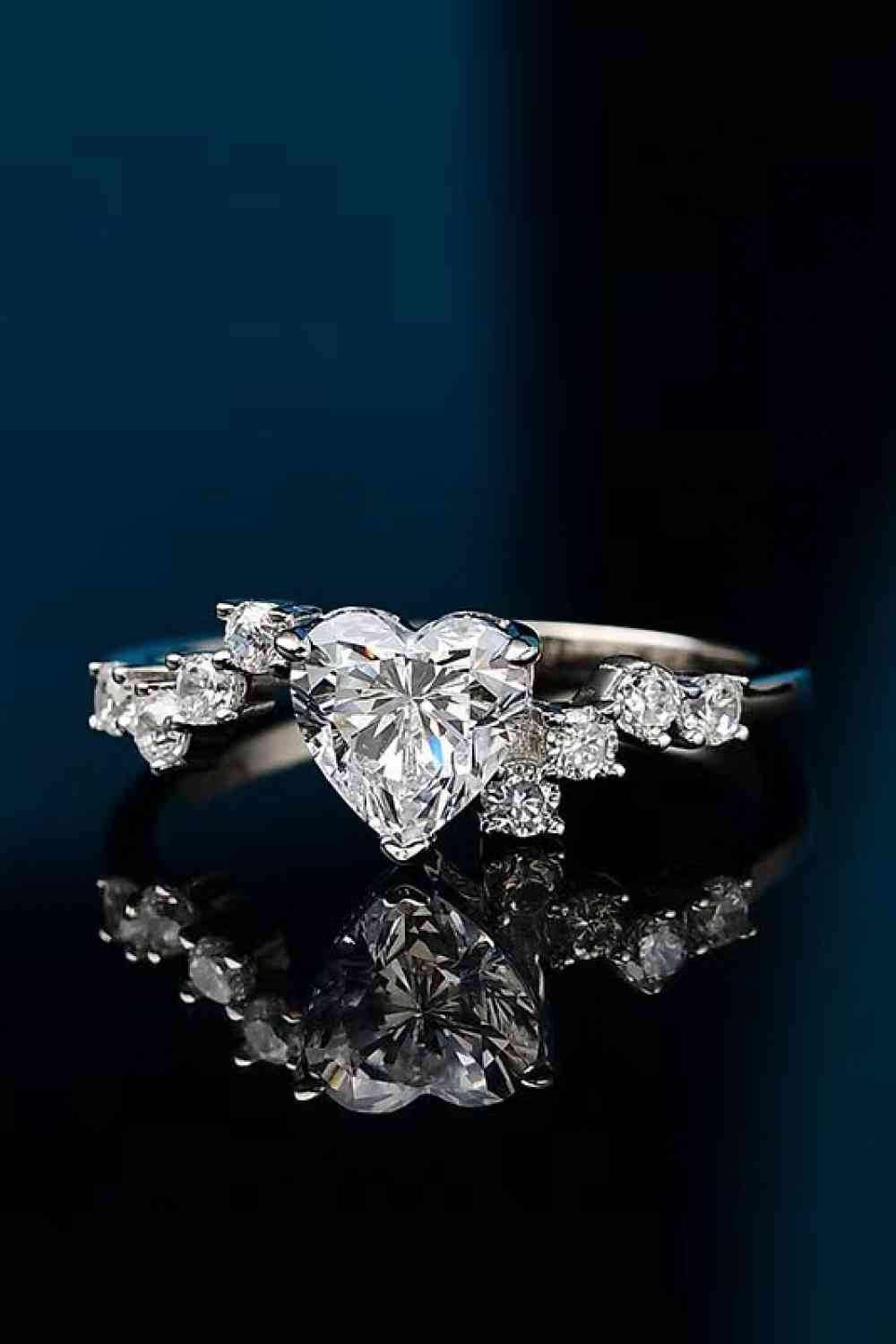 1 Carat Moissanite Heart 925 Sterling Silver Ring - Ladyez