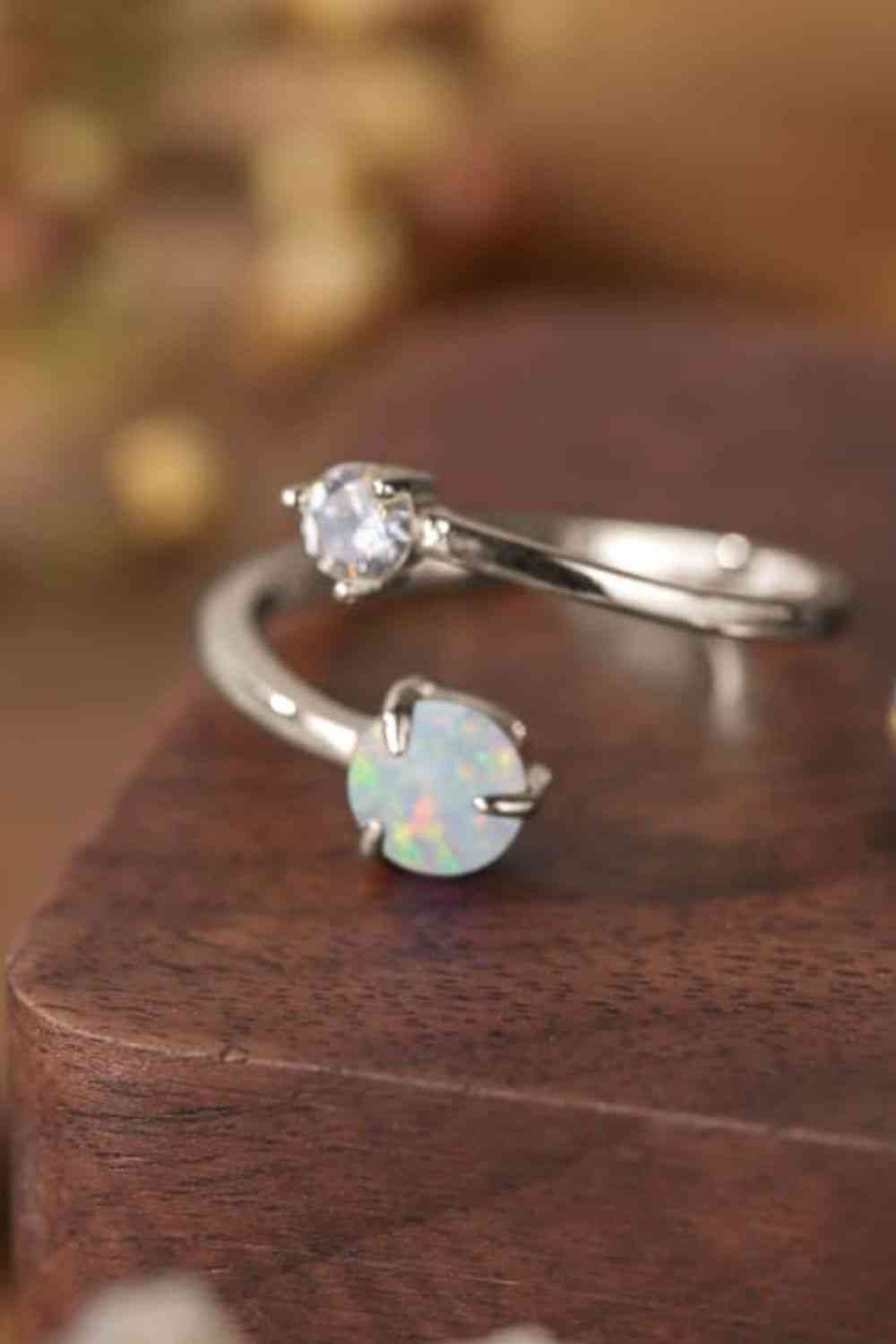Opal 925 Sterling Silver Bypass Ring - Ladyez