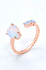 18K Rose Gold-Plated Moonstone Open Ring - Ladyez