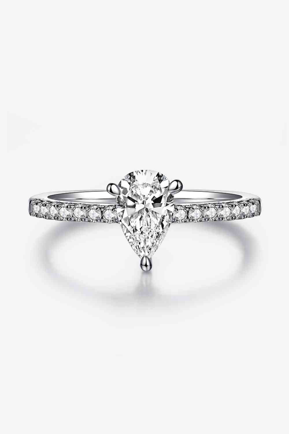1 Carat Moissanite 925 Sterling Silver Side Stone Ring - Ladyez