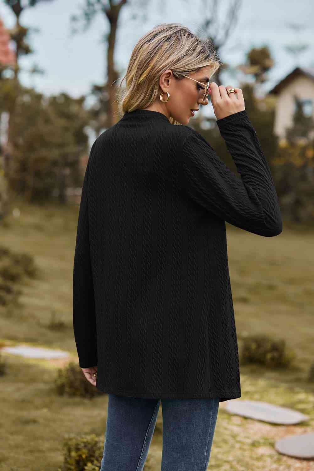 Open Front Long Sleeve Cardigan - Ladyez