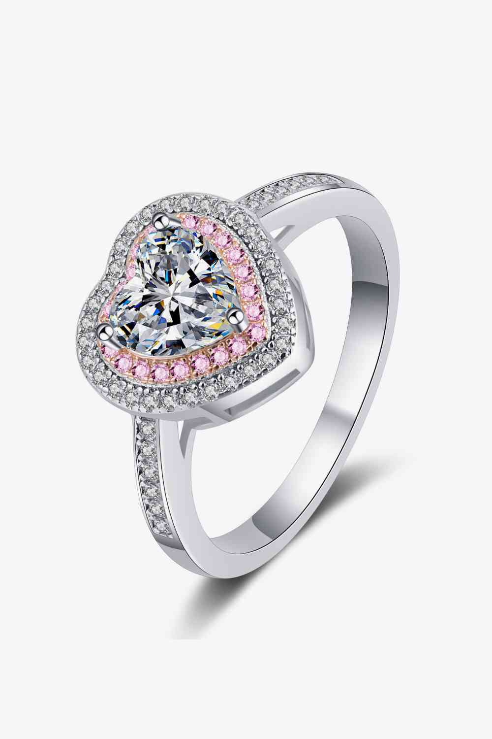 1 Carat Moissanite Heart 925 Sterling Silver Ring - Ladyez