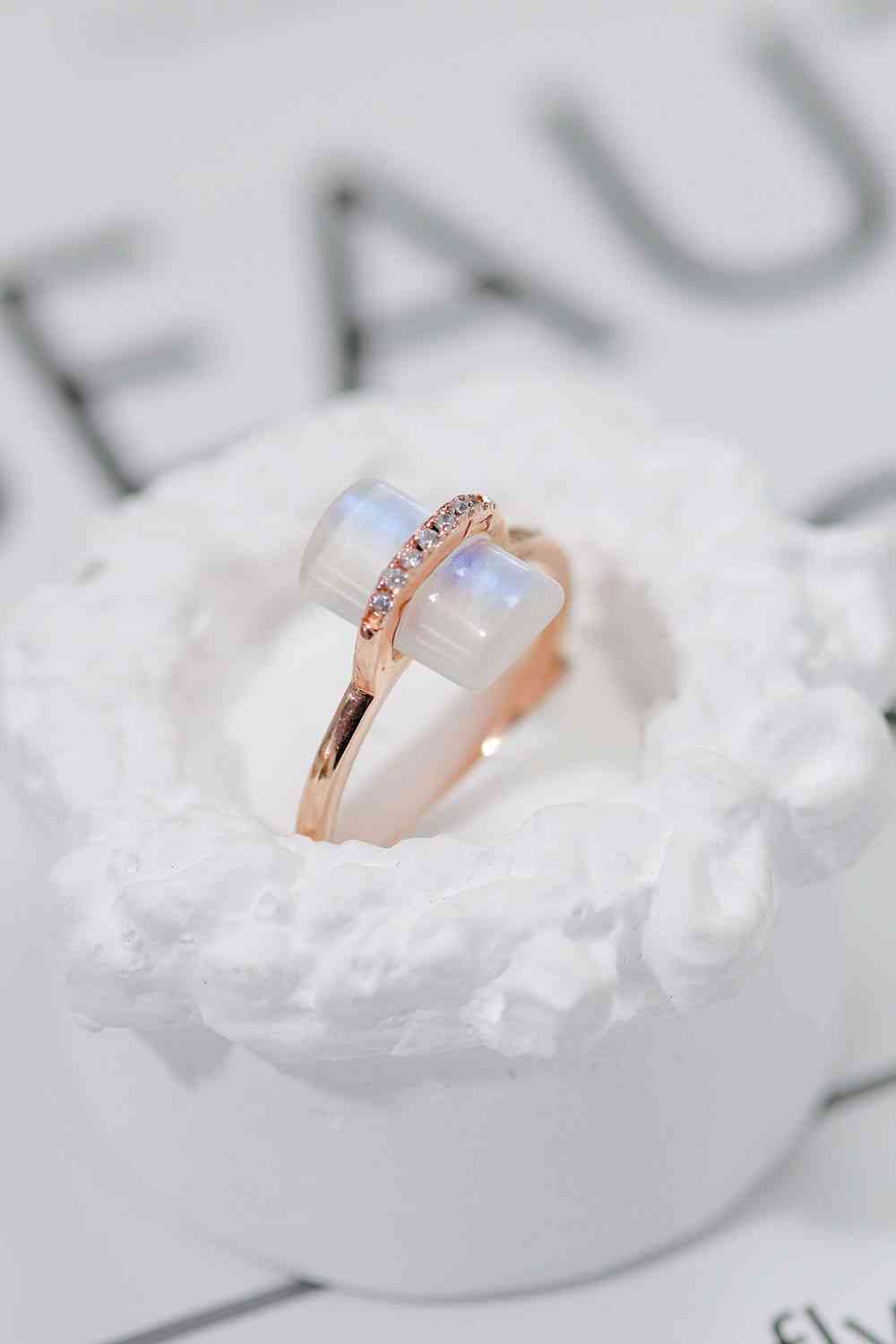 Natural Moonstone Platinum-Plated Ring - Ladyez