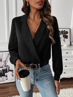 Surplice Long Sleeve Top - Ladyez
