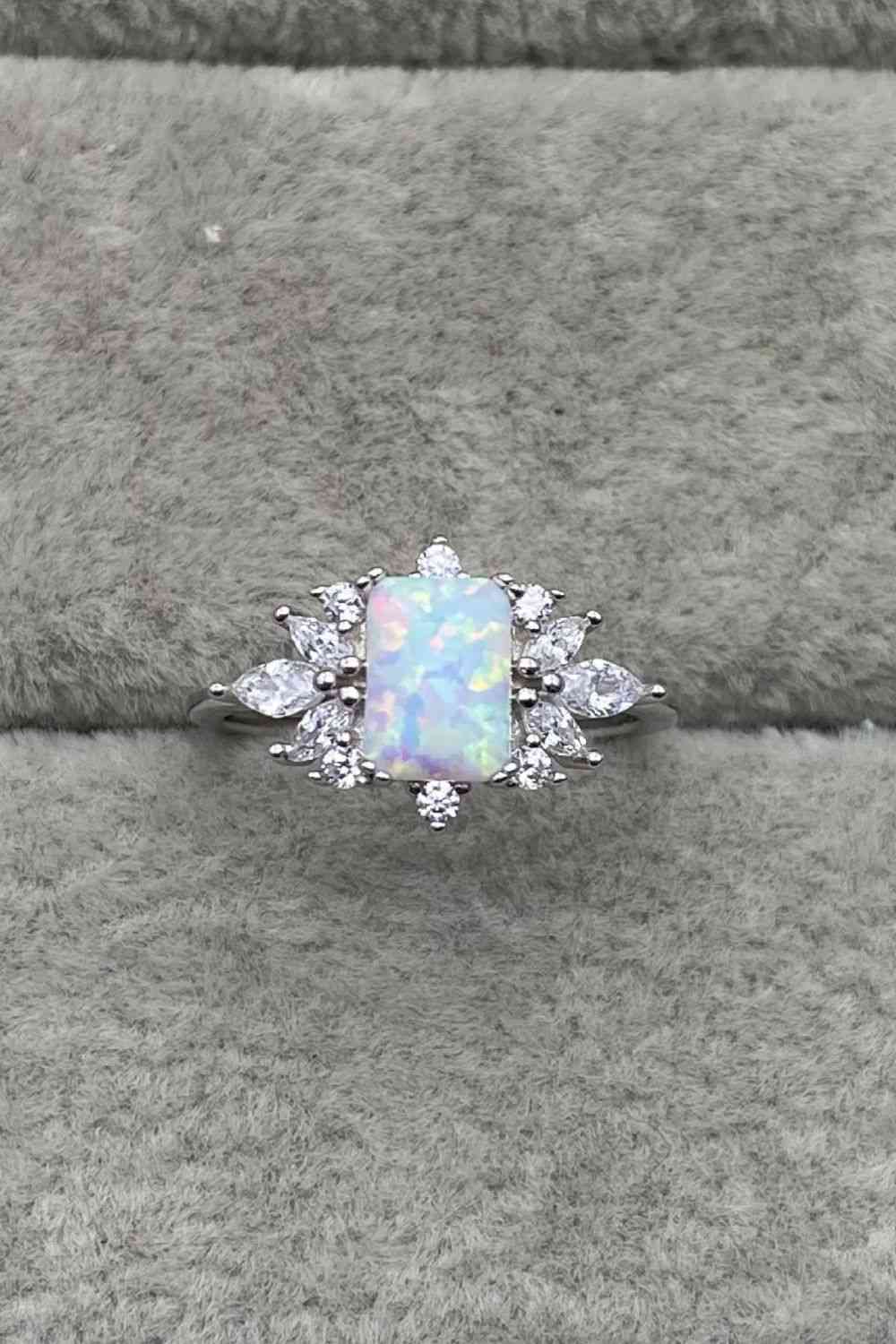 925 Sterling Silver Zircon and Opal Ring - Ladyez