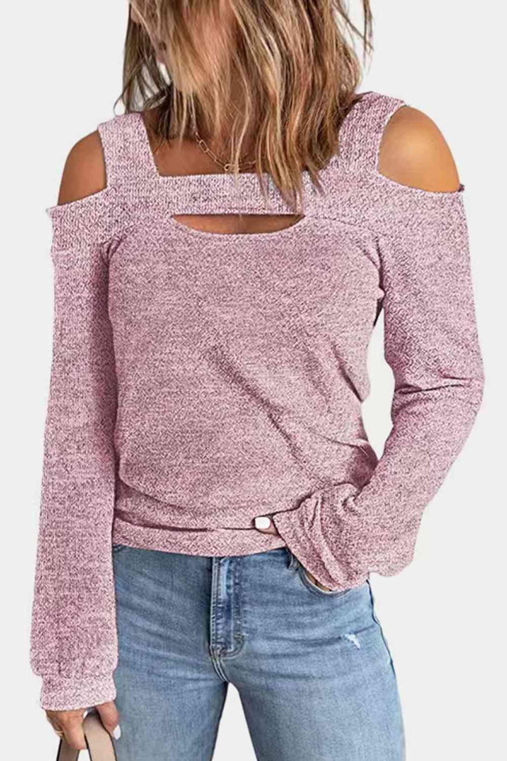 Full Size Cutout Cold Shoulder Blouse - Ladyez