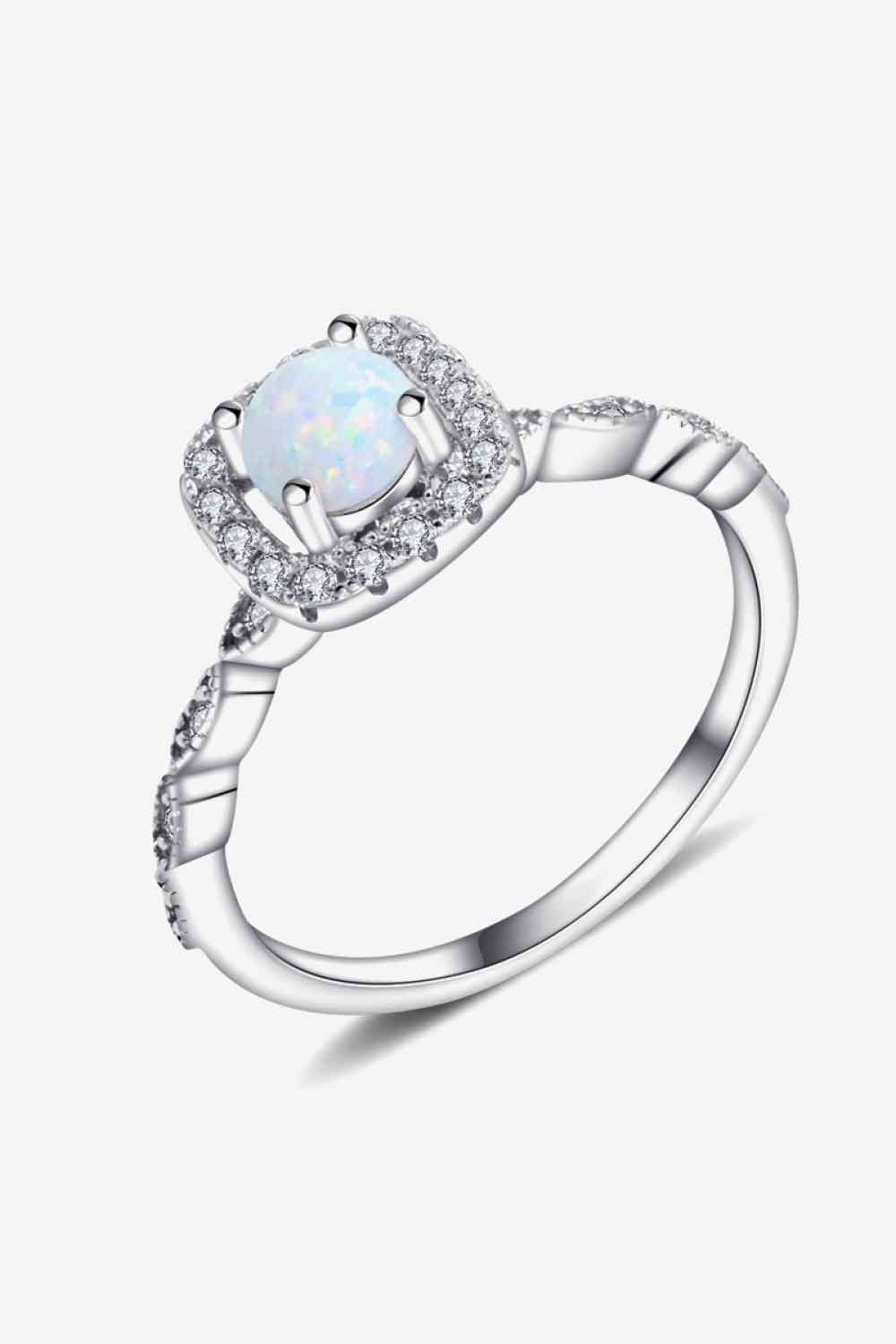 925 Sterling Silver Inlaid Opal Ring - Ladyez