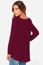 Full Size Round Neck Back Pleated Blouse - Ladyez