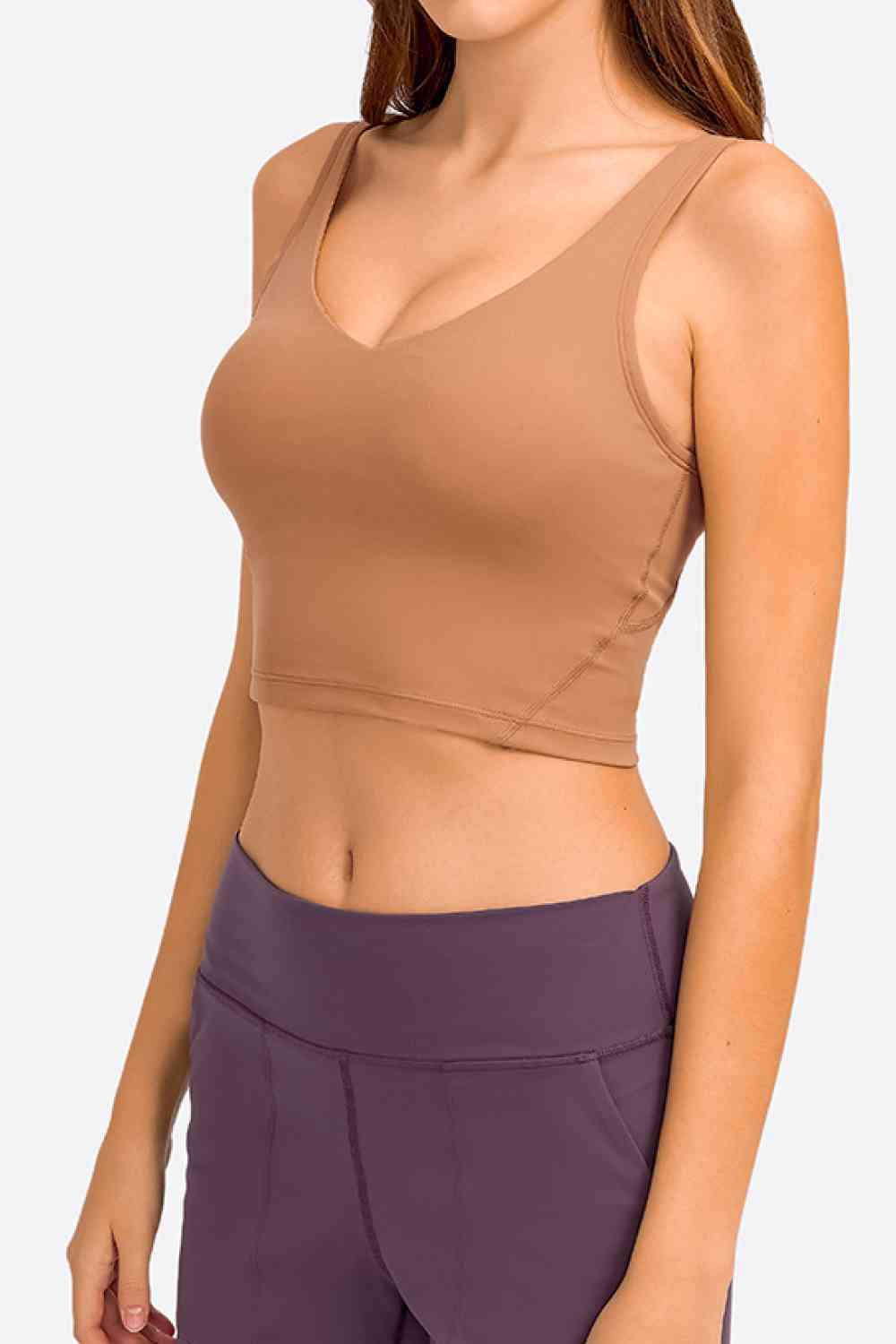 Deep V-Neck Crop Sports Bra - Ladyez