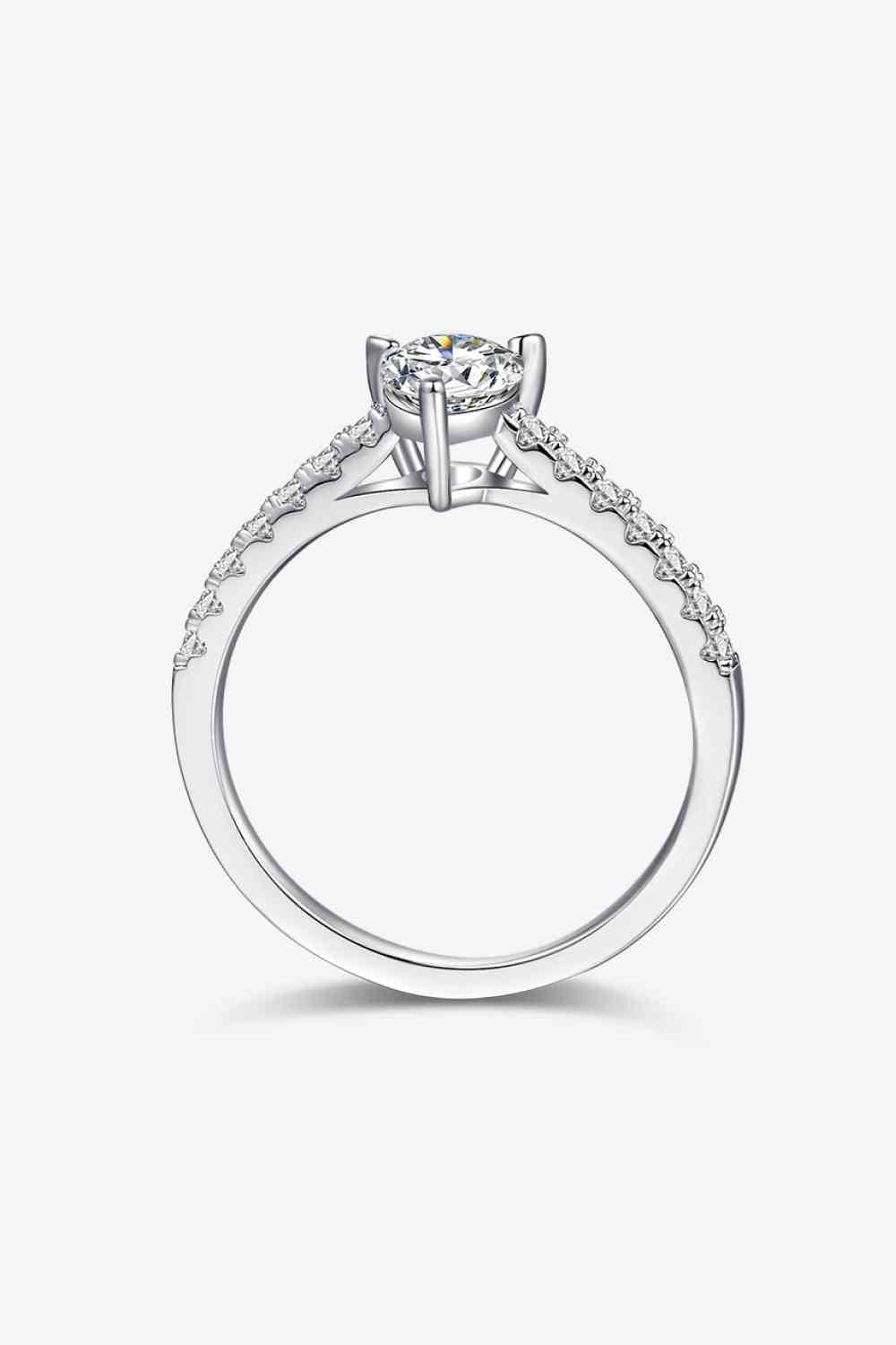 1 Carat Moissanite 925 Sterling Silver Side Stone Ring - Ladyez