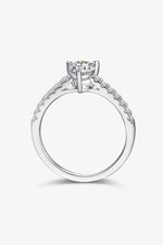 1 Carat Moissanite 925 Sterling Silver Side Stone Ring - Ladyez