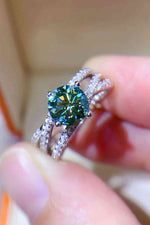 1 Carat Moissanite Contrast 925 Sterling Silver Ring - Ladyez
