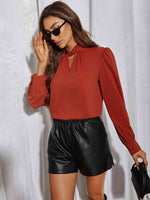 Cutout Puff Sleeve Blouse - Ladyez