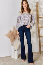 Hailey & Co Full Size Lace Detail Printed Blouse - Ladyez