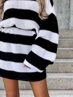 Striped Turtleneck Sweater Dress - Ladyez