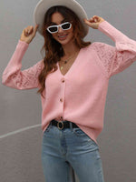 Double Take Rib-Knit Plunge Raglan Sleeve Cardigan - Ladyez