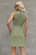Tied Round Neck Sleeveless Sweater Dress - Ladyez