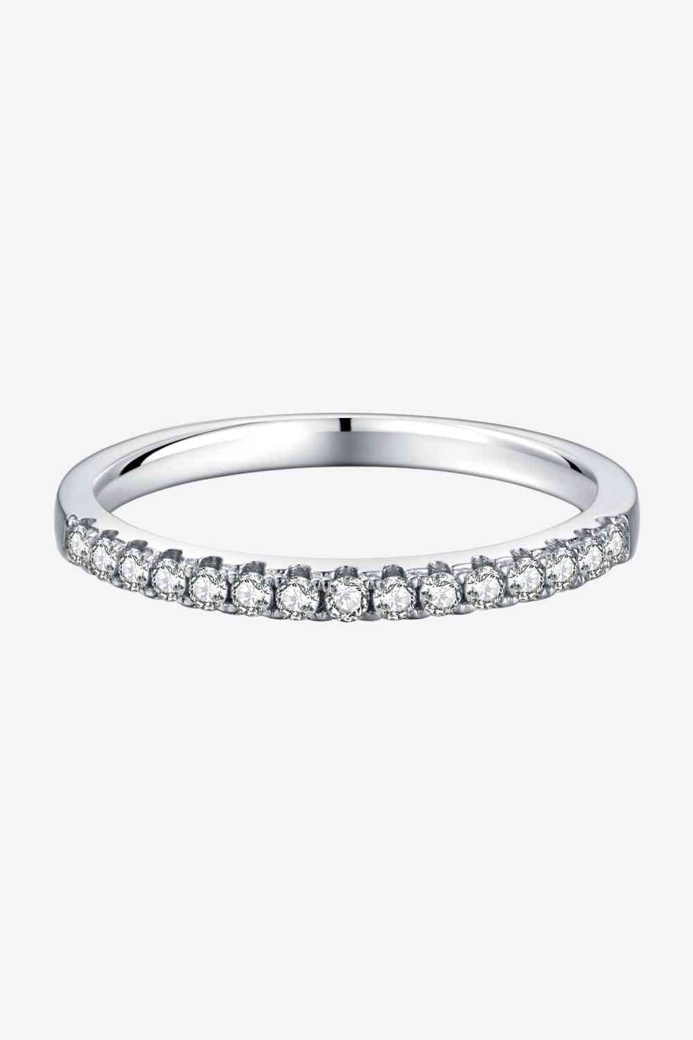 Moissanite Platinum-Plated Half-Eternity Ring - Ladyez