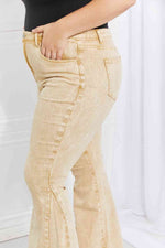 Color Theory Flip Side Fray Hem Bell Bottom Jeans in Yellow - Ladyez