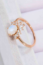 18K Rose Gold-Plated Natural Moonstone Ring - Ladyez