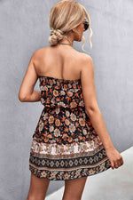 Bohemian Frill Trim Strapless Dress - Ladyez
