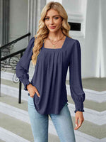 Square Neck Puff Sleeve Blouse - Ladyez